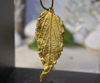 Nature-Inspired Gold Leaf Necklace, Adjustable Hibiscus Pendant (Women)