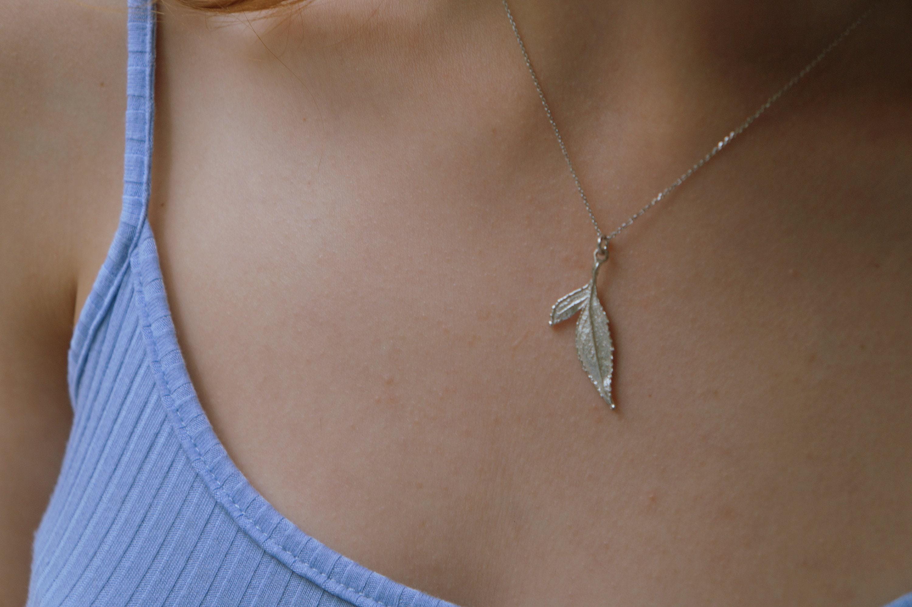 Sterling Silver Leaf Pendant - Wild Rose Necklace On Chain | Handmade Eco Friendly Jewelry