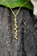Nature-Inspired Gold Necklace, Mimosa Branch Pendant (Dainty, Sustainable)
