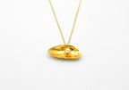 Nature Inspired Pearl Necklace, Mussel Shell Pendant (Gold Plated Silver)