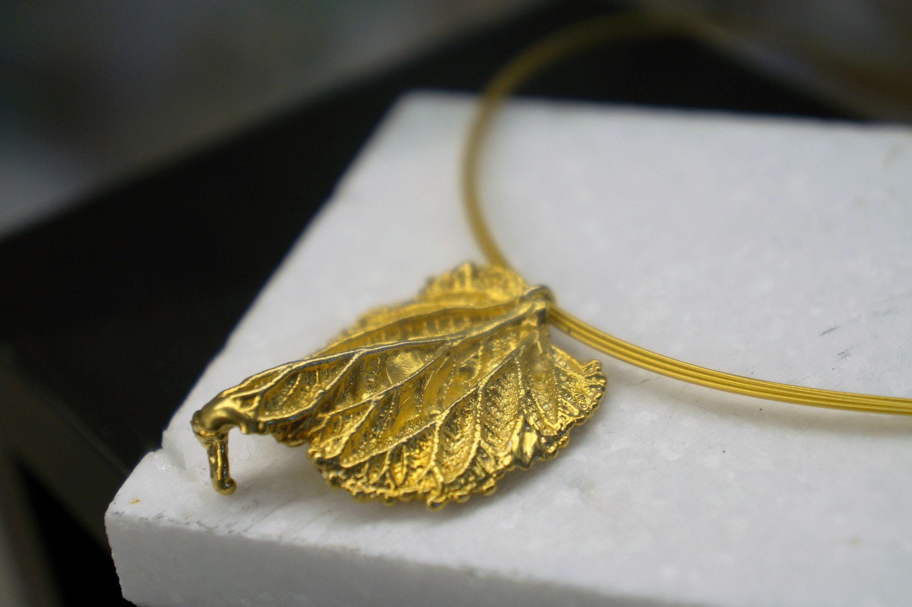 Mulberry Leaf Necklace – Gold Plated Real Leaf Pendant | Bridesmaid Jewelry Gift