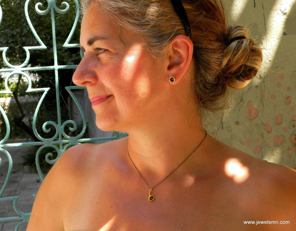 Lily of the Valley Pendant: Woodland Jewelry (Black Rhodium & Gold Plated)