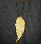 Nature-Inspired Gold Leaf Necklace, Adjustable Hibiscus Pendant (Women)