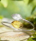Rose Leaf Cuff Bracelet: Botanical Jewelry (Gold Plated, Adjustable)