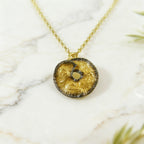Botanical Necklace: Real Flower Leaf Pendant - Gold-Black Brass