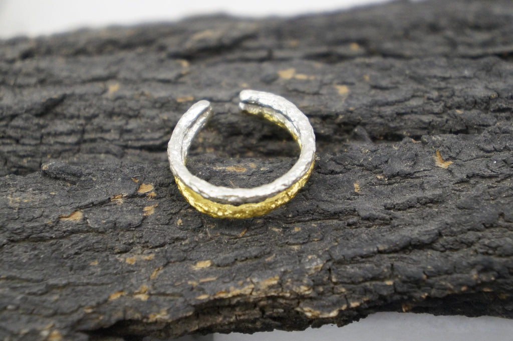 Two Tone Branch Ring – Sterling Silver Adjustable Silver Ring With Tarnish Resistant Finish