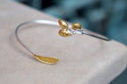 Eco-Friendly Olive Leaf Bracelet - Recycled Silver with Gold Accent