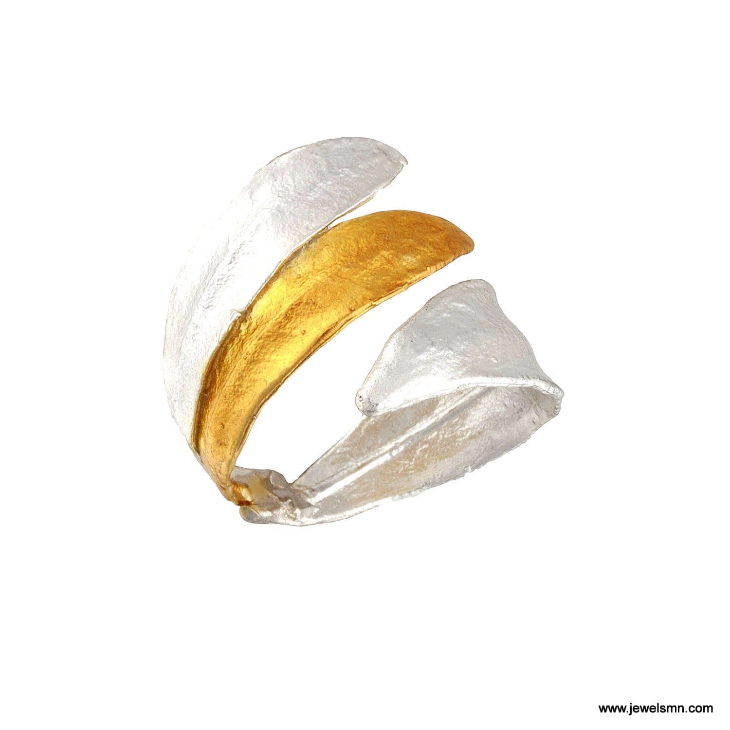 Olive Leaf Ring, Two-Tone Sterling Silver (Handmade, Eco-Friendly)