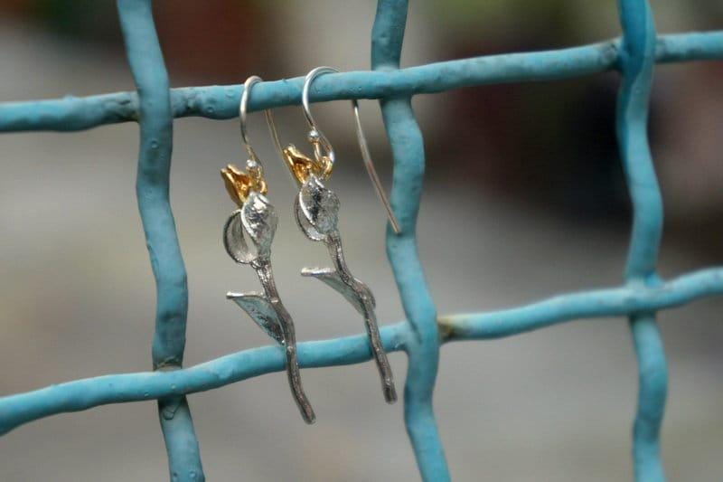 Olive Branch Earrings: Sterling Silver Dangle with Nature Design