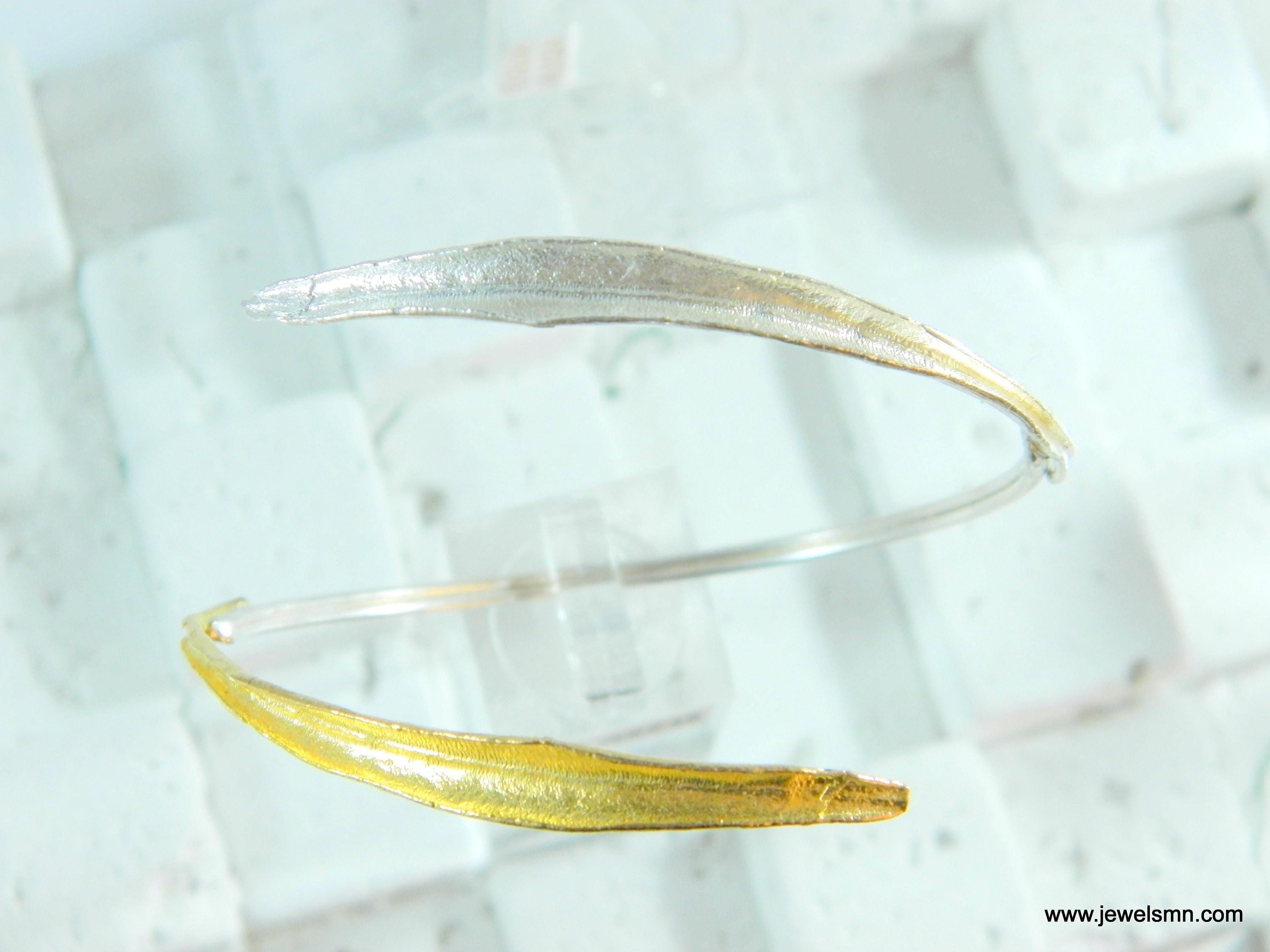 Real Olive Leaf Bracelet: 14k Gold Recycled Brass, Nature Inspired