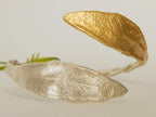 Olive Leaf Cuff Bracelet - Sterling Silver with Gold Plating
