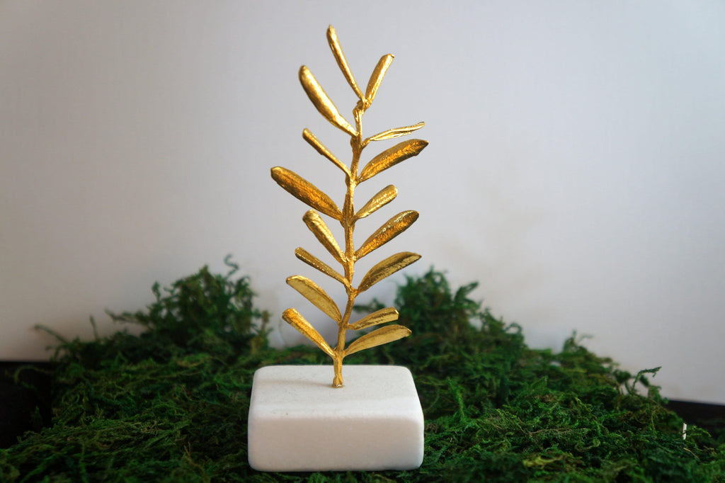 Olive Branch Sculpture: Handcrafted Brass - Wedding or Home Decor