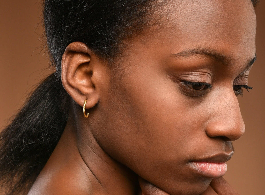Olive Twig Hoop Earrings: Sterling Silver Mini Hoops - Nature Inspired
