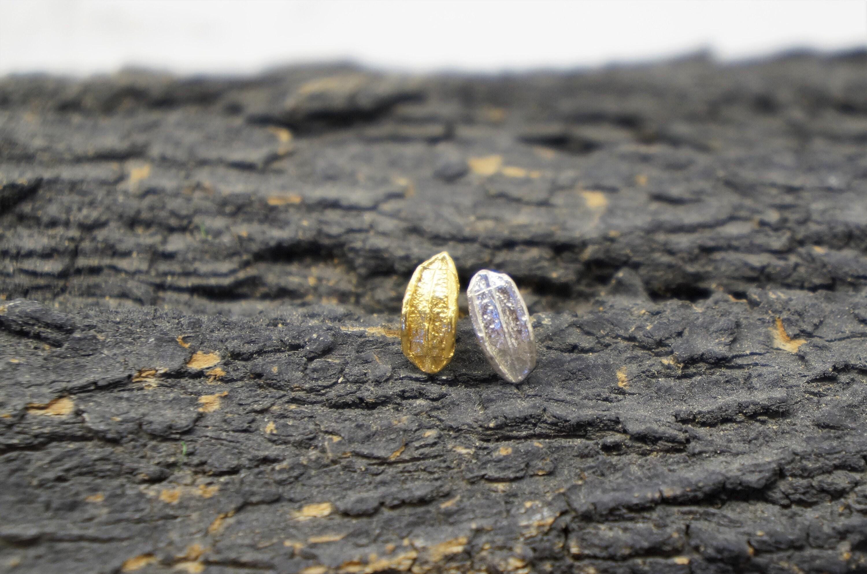 Olive Leaf Earrings: Minimalist Gold Plated Studs (Tiny Nature Inspired)