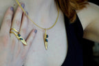 Real Olive Leaf Necklace - 14k Gold Brass with Black Rhodium