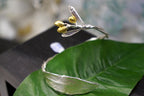 Gold Olive Branch Cuff Bracelet: Adjustable Sterling Silver Bangle