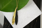 Botanical Olive Leaf Necklace, Two Tone Gold & Black Rhodium (Sterling Silver 925)