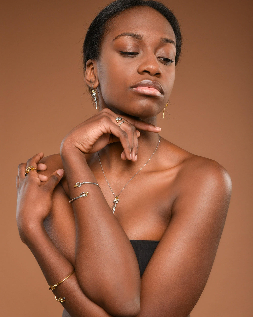 Olive Branch Bracelet: Handmade Nature Jewelry (Gold Plated, Adjustable)