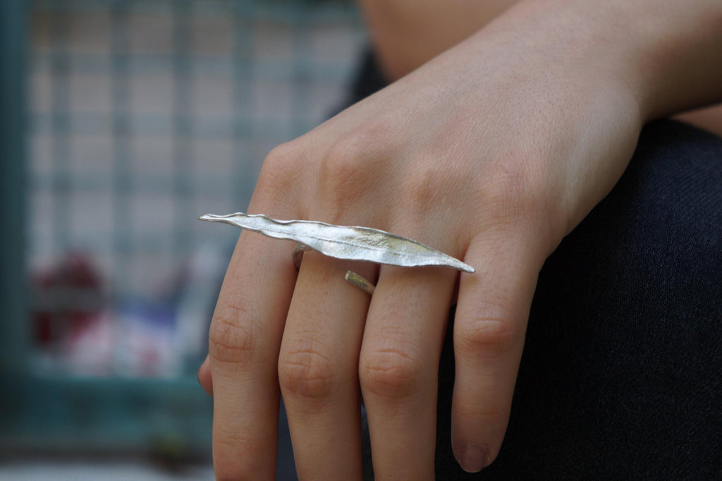 Sterling Silver Olive Leaf Ring - Unique Nature Inspired Statement