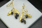 Gold-Plated Olive Leaf Earrings, Gold-Plated Brass Jewelry, Gift for Her, Birthday Gift for Women, Handmade Jewelry