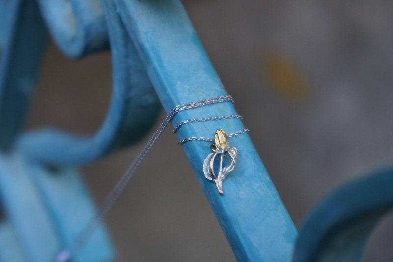 Olive Branch Necklace: Delicate Silver Tree Pendant - Handmade Jewelry