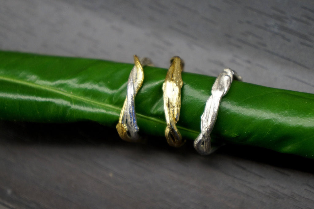 Silver Olive Branch Ring, Sterling Silver Band, Adjustable Fit Ring, Twig Ring, Handmade Jewelry for Women, Silver Ring Gift, Gift for Her