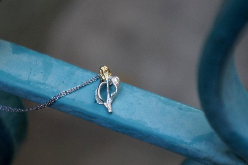 Olive Branch Necklace: Delicate Silver Tree Pendant - Handmade Jewelry