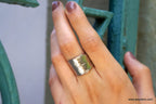 Botanical Olive Leaf Ring, 14K White Solid Gold(Adjustable Wide Band)