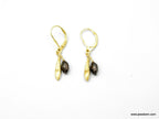 Olive Leaf Earrings: Gold-Plated Brass Dangle with Two-Tone Detail
