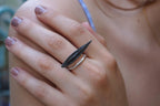 Nature-Inspired Olive Leaf Ring, Adjustable Silver (Rhodium Black)