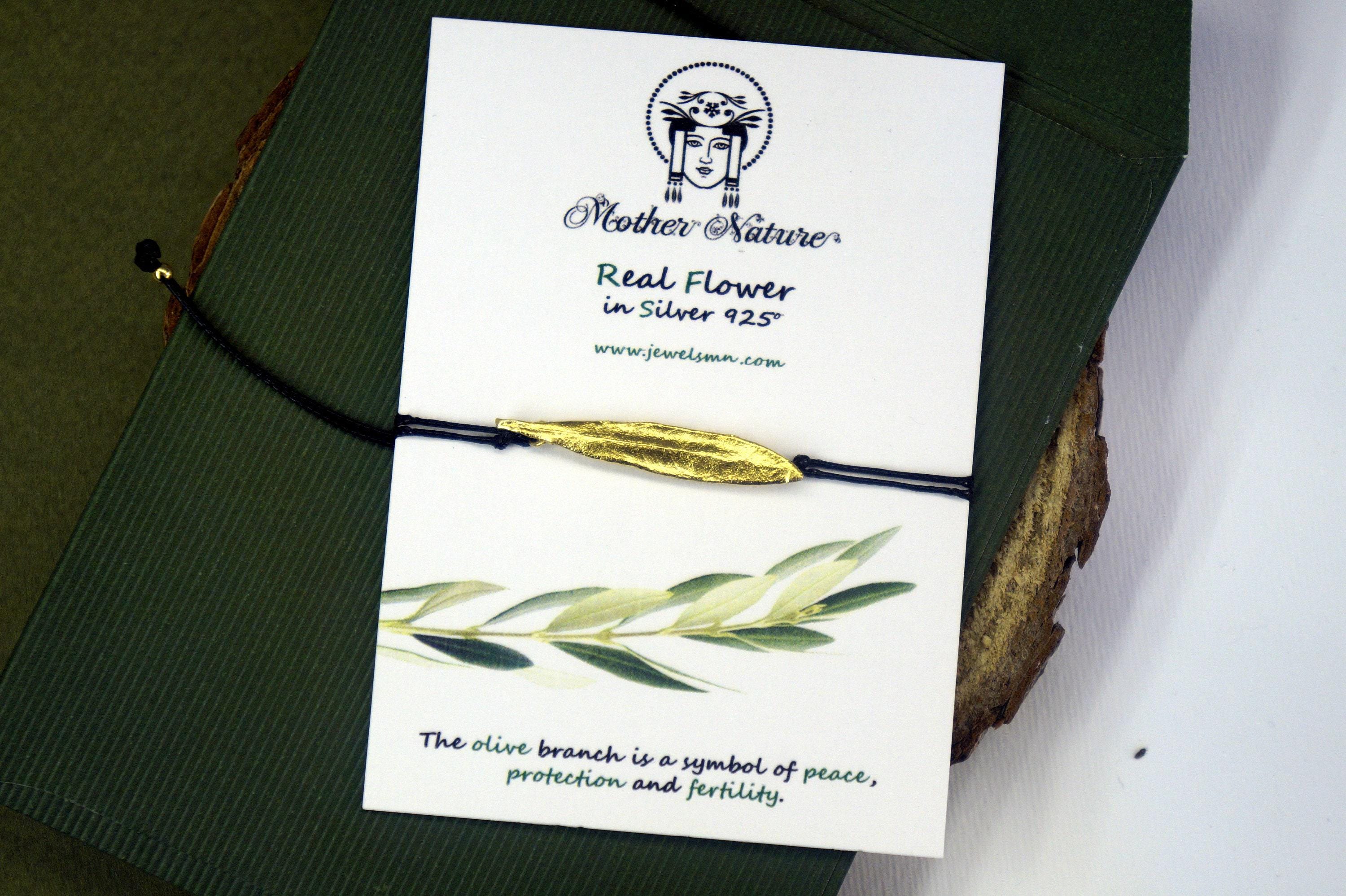 Olive Leaf Bracelet: Eco-Friendly Sterling Silver Jewelry (Adjustable)