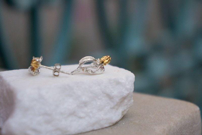 Olive Stud Earrings: Nature-Inspired Sterling Silver Jewelry