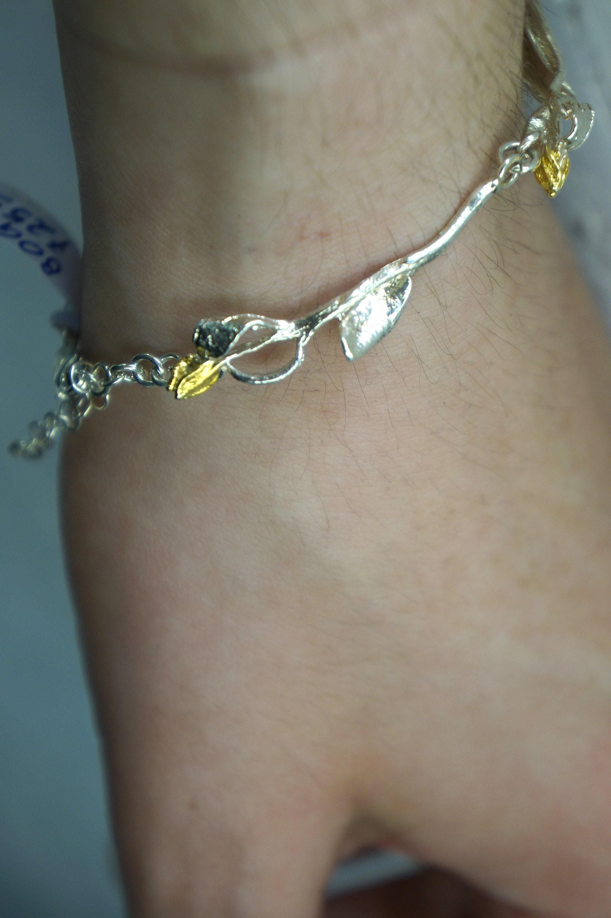 Silver Olive Branch Bracelet, Sterling Silver Jewelry, Silver Bracelet Cuff, Gift for Her, Birthday Gift for Women, Handmade Jewelry