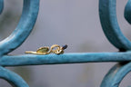 Naturalist Olive Earrings, Gold & Black Sterling Silver (Delicate Floral Design)