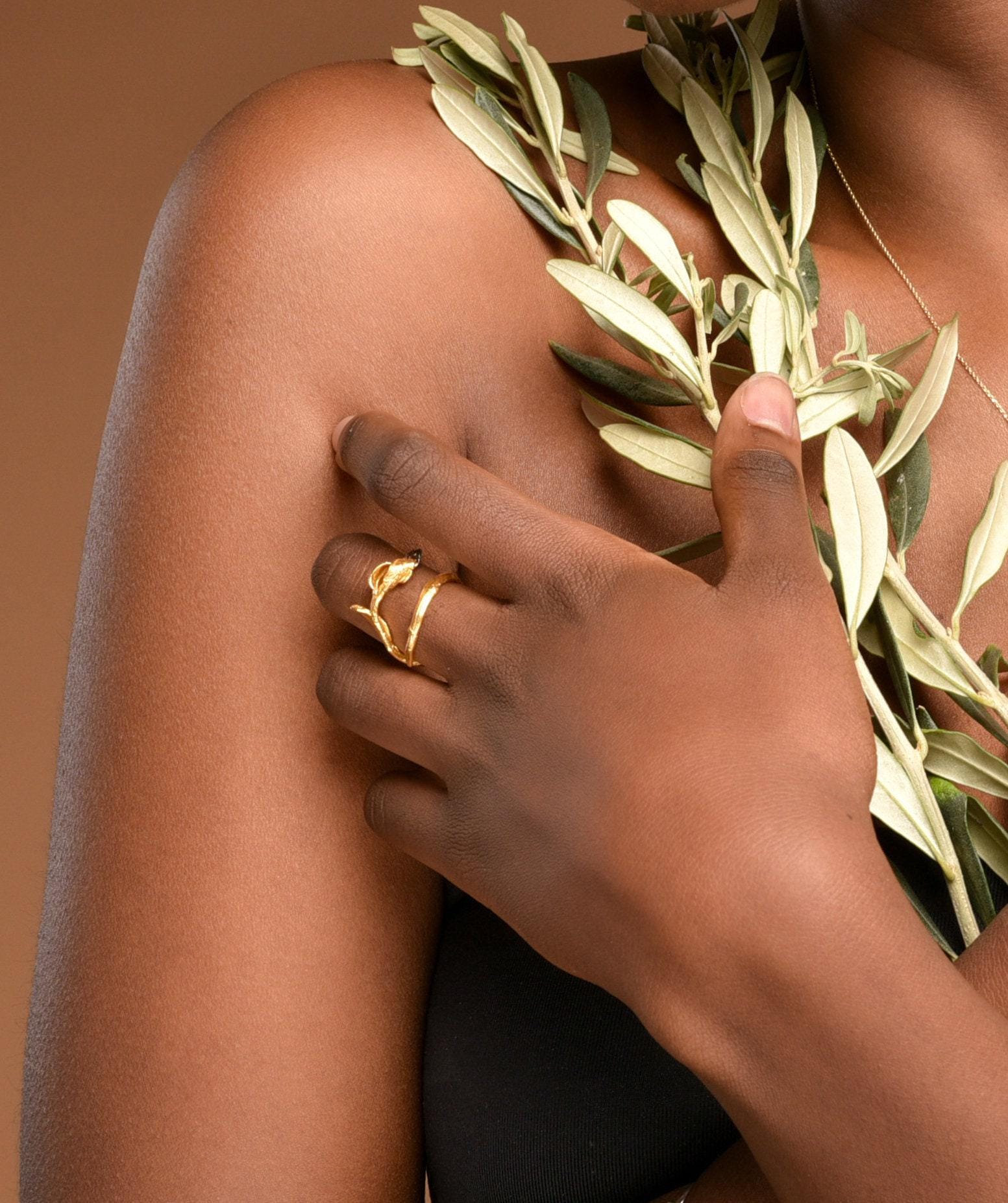 Olive Twig Ring: Ethical Silver Jewelry (Adjustable or Fixed Fit)