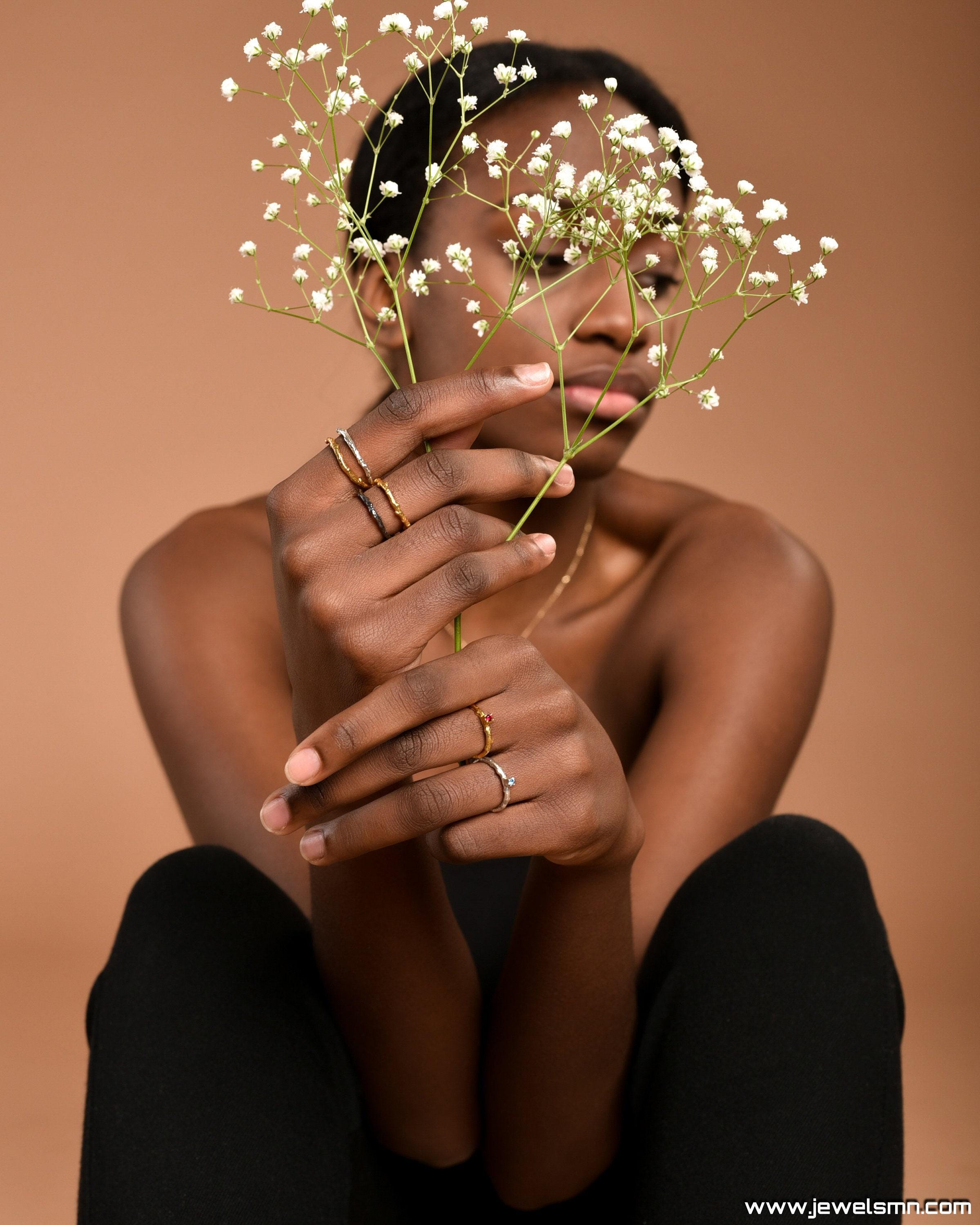 Nature-Inspired Olive Branch Ring, Sterling Silver (Adjustable Size)