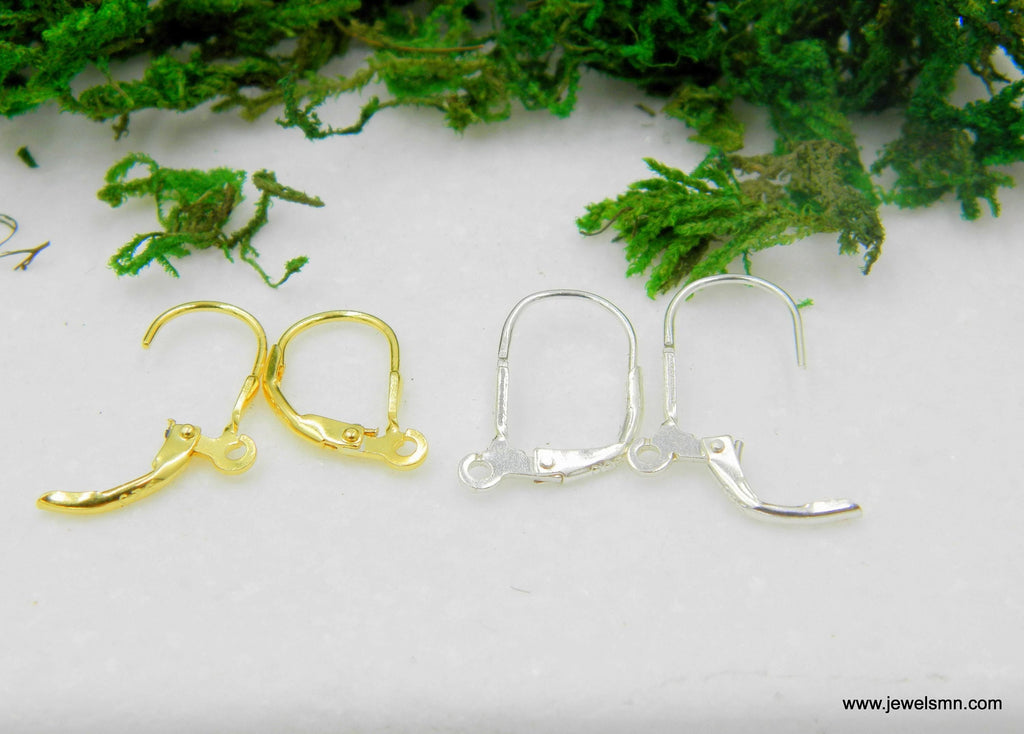 Nature-Inspired Olive Leaf Earrings, Sterling Silver (Gold Detail)