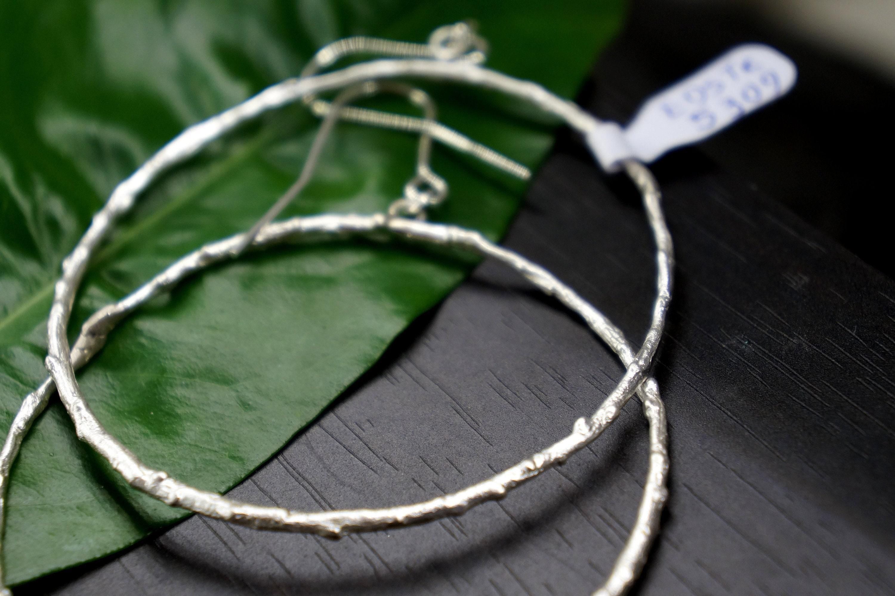 Large Hoop Earrings: Olive Branch Design - Silver or Gold Plated