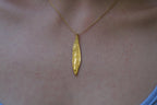 Olive Leaf Pendant Necklace: Nature Jewelry (Gold Plated Sterling Silver)