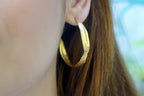 Olive Leaf Hoop Earrings: Large Recycled Brass, Handmade Nature Jewelry