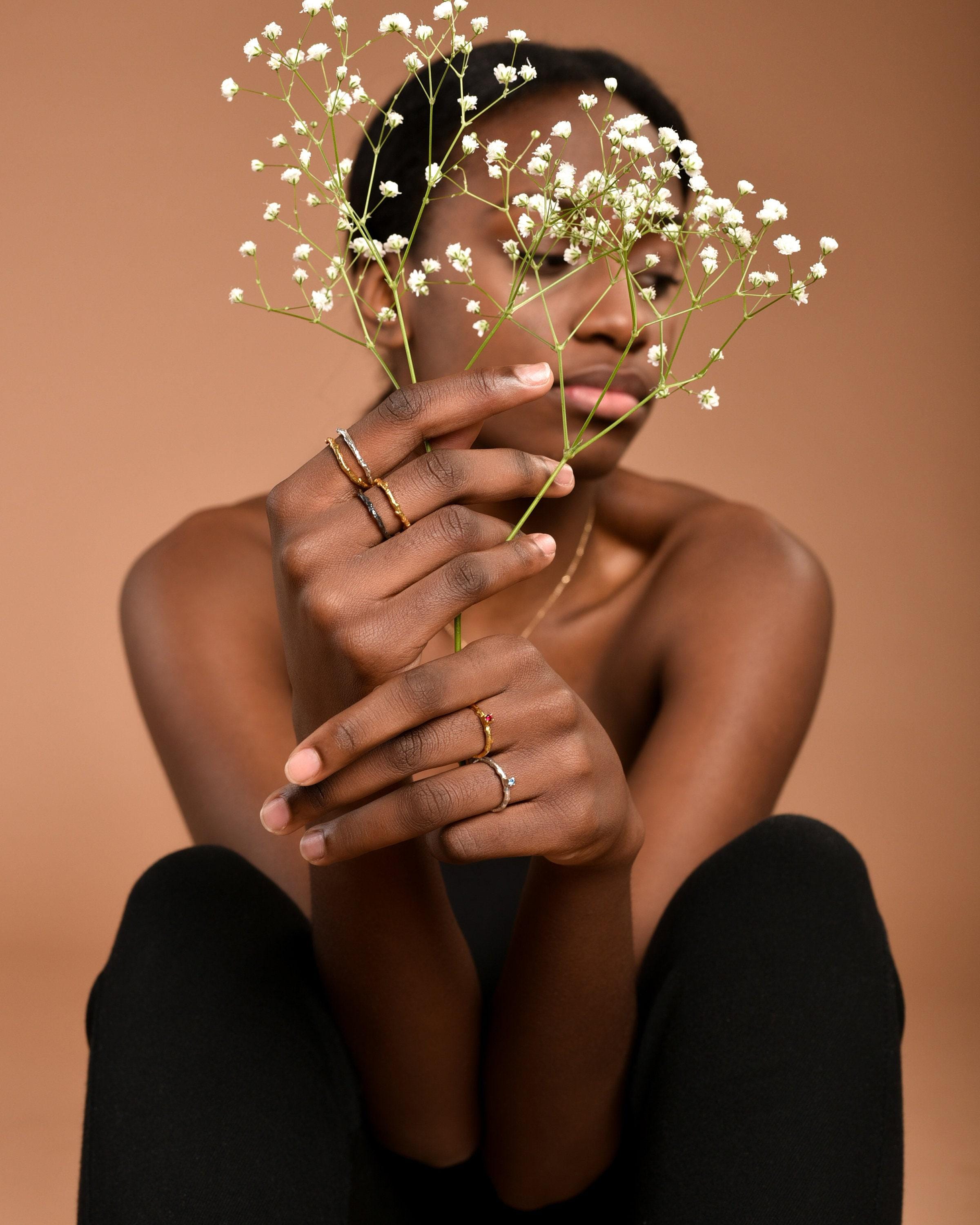 Sterling Silver Olive Branch Ring: Adjustable Nature-Inspired Band