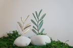 Olive Branch Decor on Sea Stone - Gold-Plated Brass