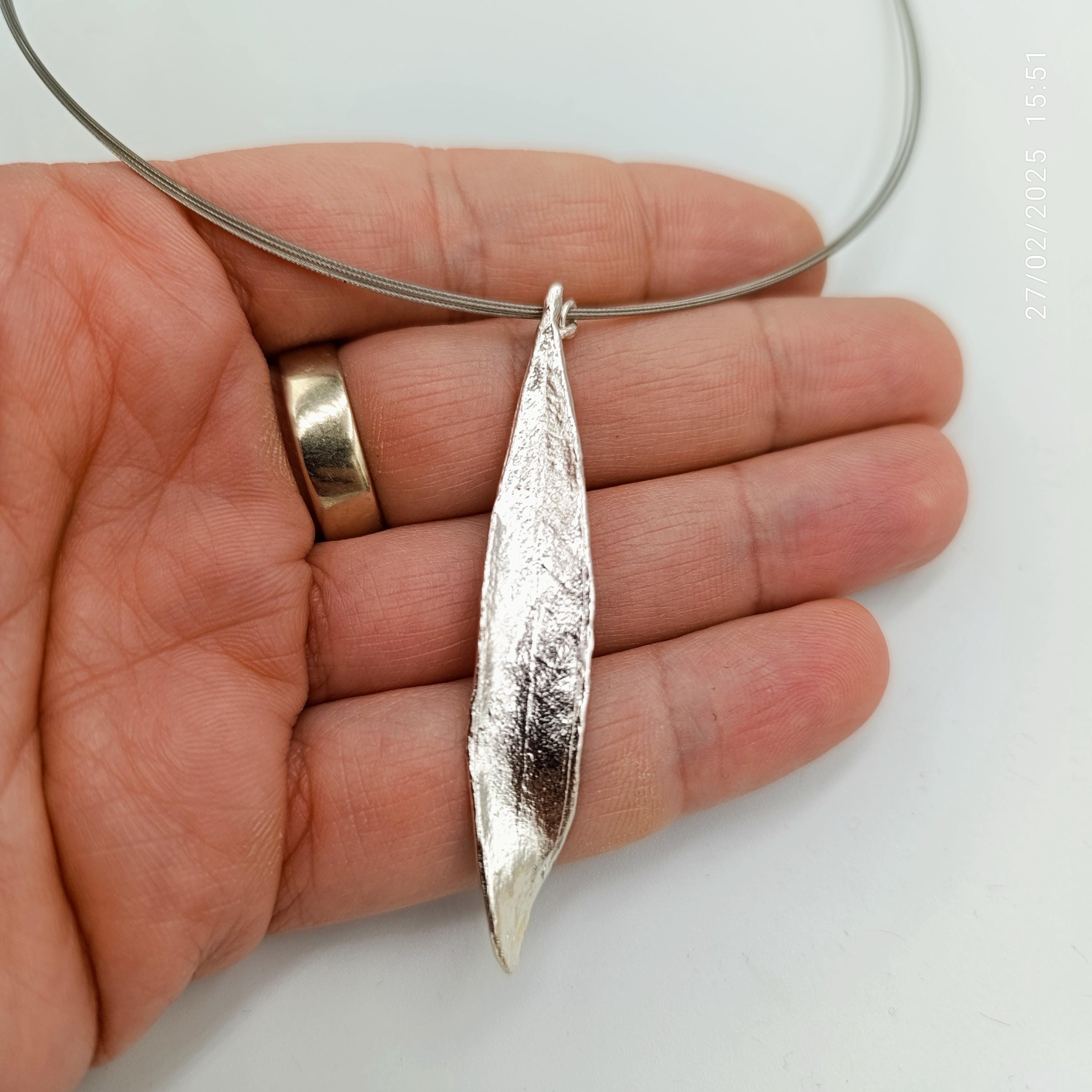 Nature-Inspired Olive Leaf Necklace, Gold Plated Brass (Adjustable Length)