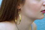 Sterling Silver Hoop Earrings: Olive Leaf Design, Gold Plated