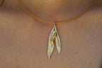 Gold Olive Leaf Necklace, Gold-Plated Sterling Silver Jewelry, Gold-Silver Pendant, Gift for Her, Birthday Gift for Women, Handmade Jewelry