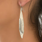Nature-Inspired Olive Leaf Earrings, Long Dangle (Recycled Sterling)