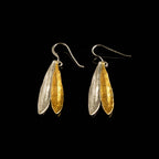Olive Leaf Earrings: Sterling Silver Dangles - Mixed Metal Finish