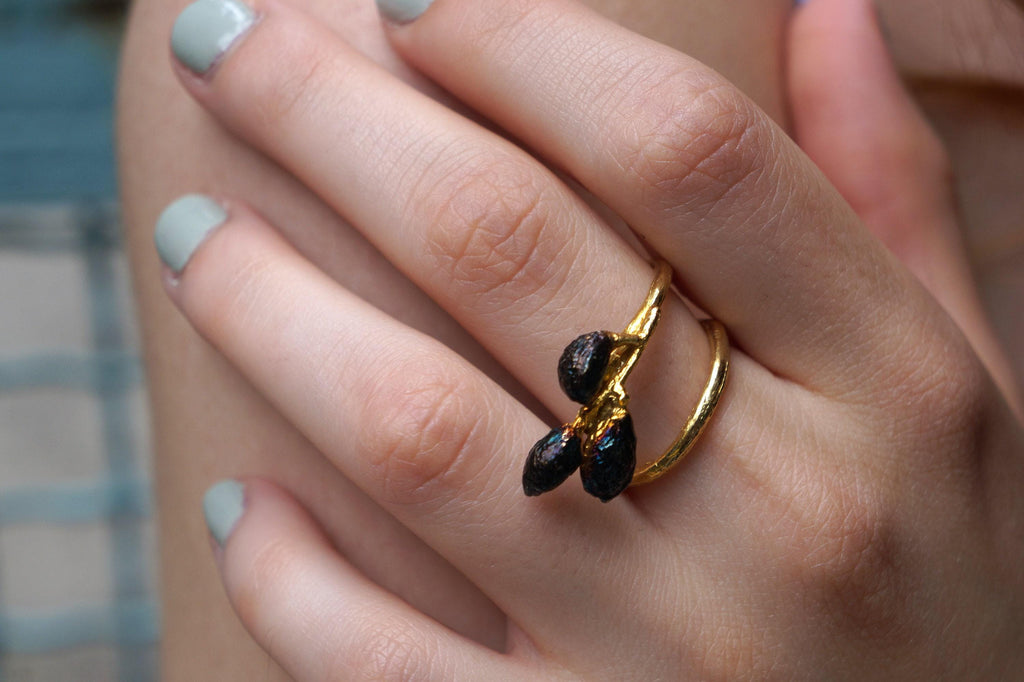 Olive Branch Ring: Nature Inspired - Recycled Silver, Gold or Black