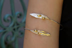 Olive Branch Arm Cuff - Handmade Sterling Silver with Gold Details