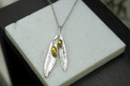 Gold Olive Leaf Necklace, Gold-Plated Sterling Silver Jewelry, Gold-Silver Pendant, Gift for Her, Birthday Gift for Women, Handmade Jewelry